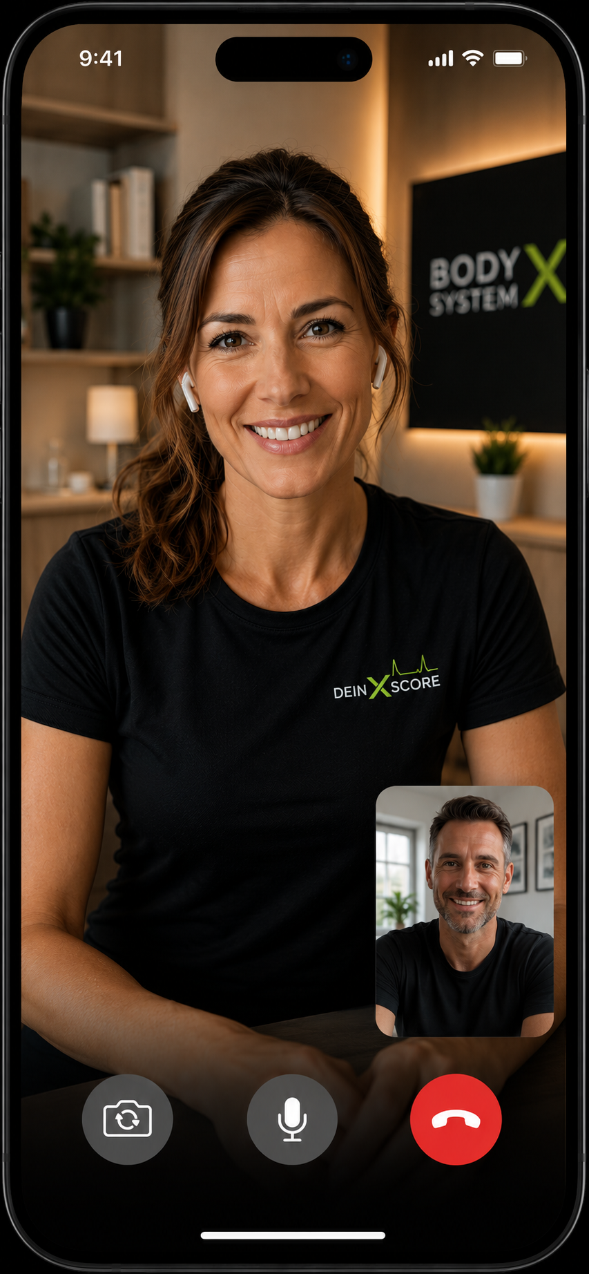 Video-Call mit einem Body System X Coach auf dem Smartphone
