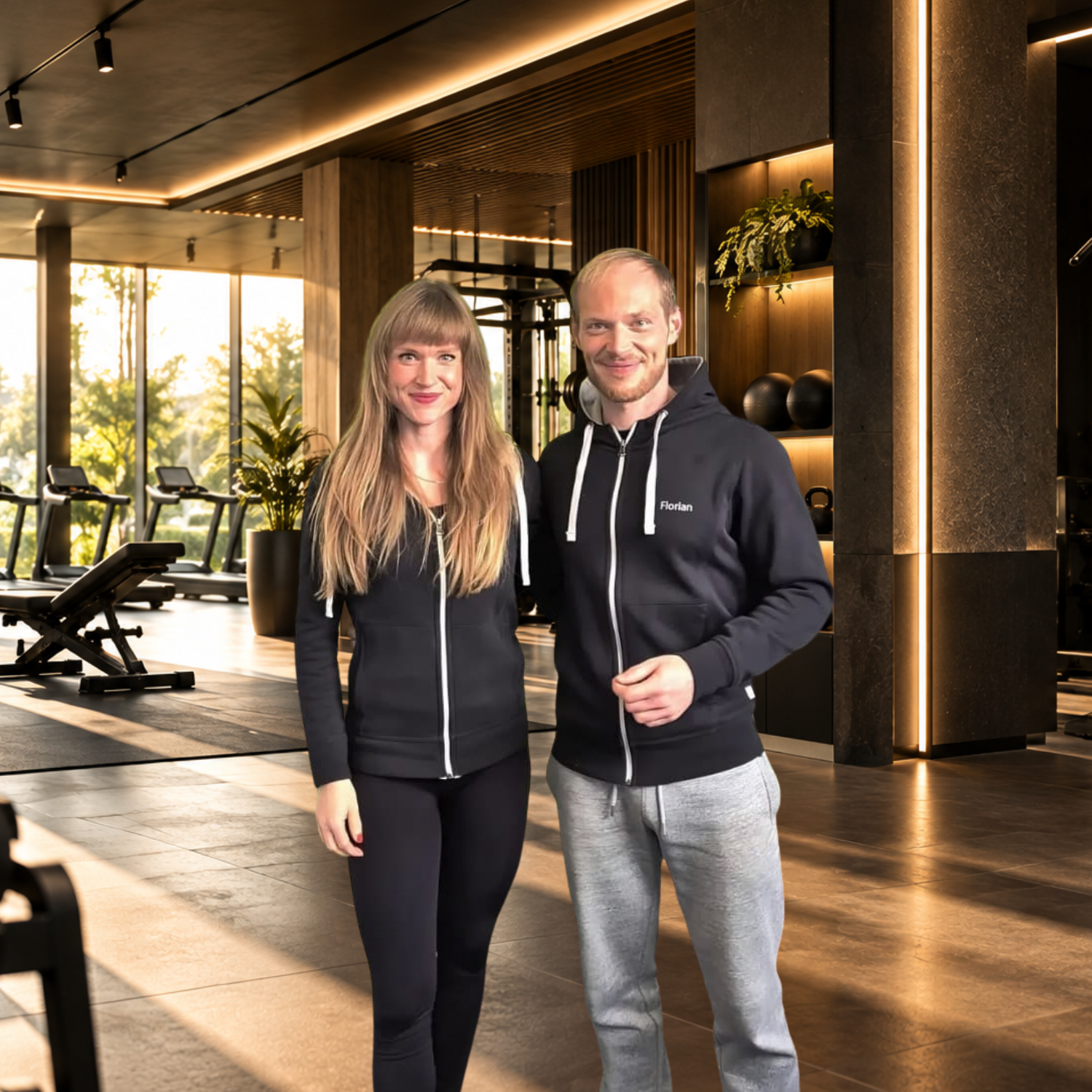Sina und Florian nebeneinander im Gym