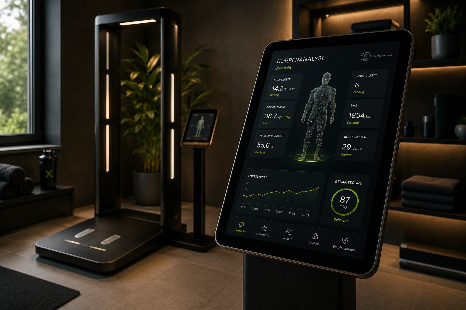 Hochmoderne Körperanalyse mit digitaler Diagnostik und Gesundheitsdaten